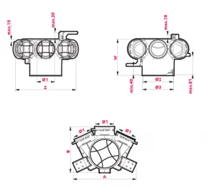 Prodmax | Distribučný box s 3 vývodmi 3x75 mm/125 mm PLAST VPB125-3