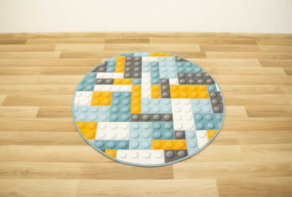 Detský koberec kocky lego orange kruh