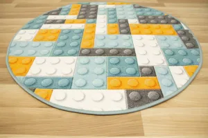 Detský koberec kocky lego orange kruh