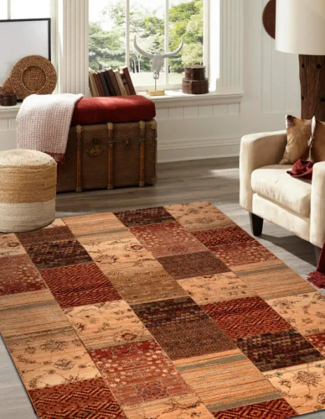 Koberec KASHQAI 4327 101 Patchwork terakota