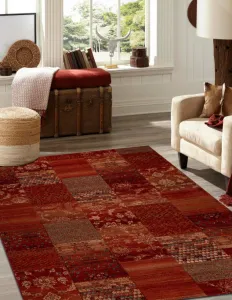 Koberec KASHQAI 4327 300 Patchwork bordový