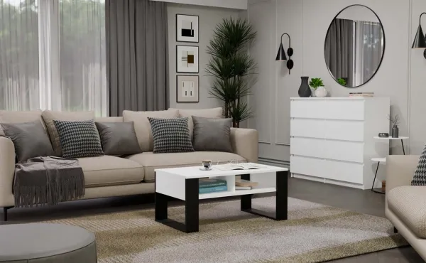 TP Living Konferenčný stolík Lawa MODERN 2P biely/čierny