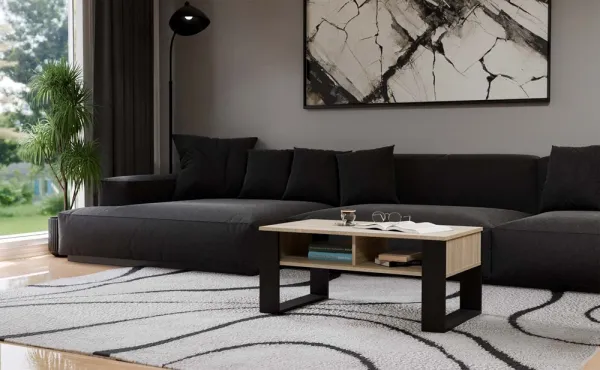 TP Living Konferenčný stolík Lawa MODERN 2P dub sonoma/čierna