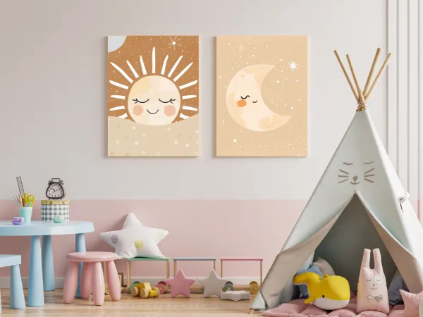 Benlemi Obraz na plátne na stenu do detskej izby s motívom SLNKO Zvoľte rozmer: 75 x 100 cm