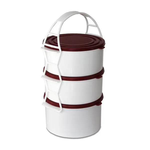 Plastový obedár 2x1,3l + 1,7l MIX farieb viečok