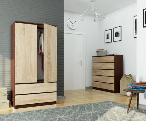 Ak furniture Šatníková skriňa Star 90 cm wenge/dub sonoma
