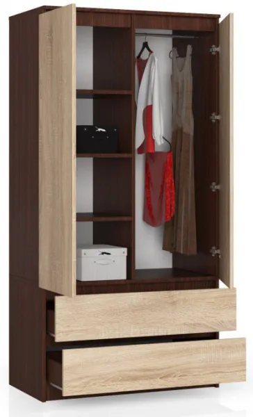 Ak furniture Šatníková skriňa Star 90 cm wenge/dub sonoma