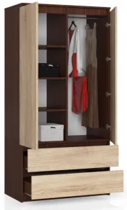 Ak furniture Šatníková skriňa Star 90 cm wenge/dub sonoma
