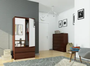 Ak furniture Šatníková skriňa Star so zrkadlom 90 cm wenge
