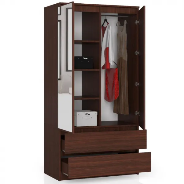 Ak furniture Šatníková skriňa Star so zrkadlom 90 cm wenge