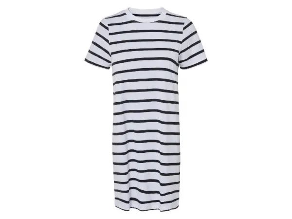 esmara® Dámske tričkové šaty (pruhy/čierna/biela, XS (32/34))
