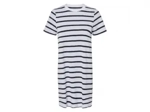 esmara® Dámske tričkové šaty (pruhy/čierna/biela, XS (32/34))