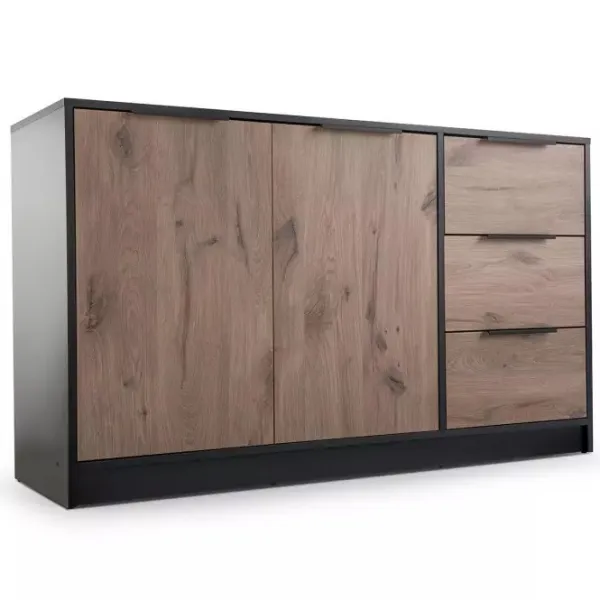 ArtStol Komoda LATI 2D3S | čierna/dub viking