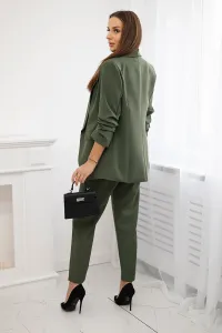 Kesi Włoski Elegantná súprava saka a nohavíc Khaki