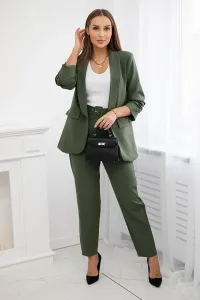 Kesi Włoski Elegantná súprava saka a nohavíc Khaki