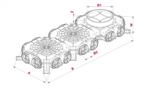 Prodmax | Rozdeľovací box s 16 vývodmi 16×75 mm/200 mm PLAST VCB200-16