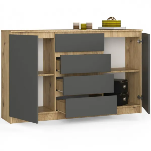 Ak furniture Komoda Tove K 160,4 cm dub artisan/sivý grafit