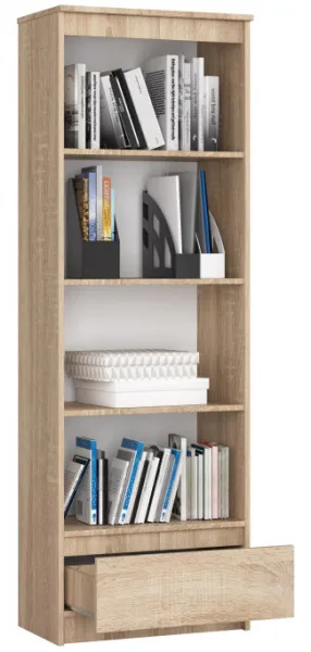 Ak furniture Kancelársky regál Rexa 60 cm 1 zásuvka a 4 police dub sonoma