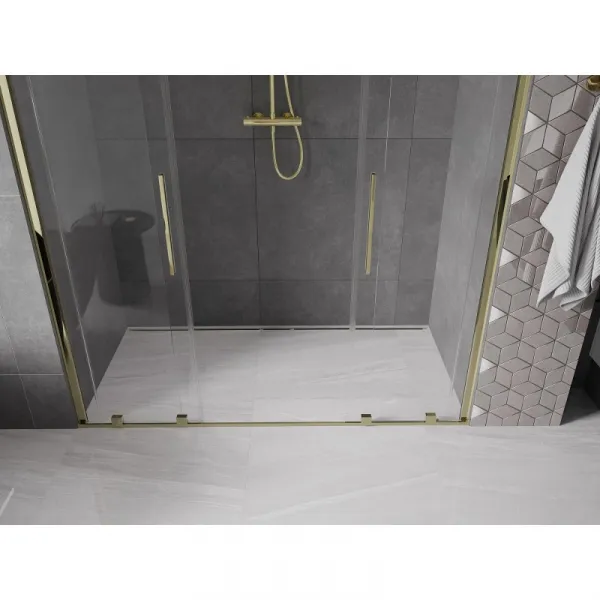 MEXEN/S - Velar Duo posuvné sprchové dvere 200, transparent, złote 871-200-000-02-50