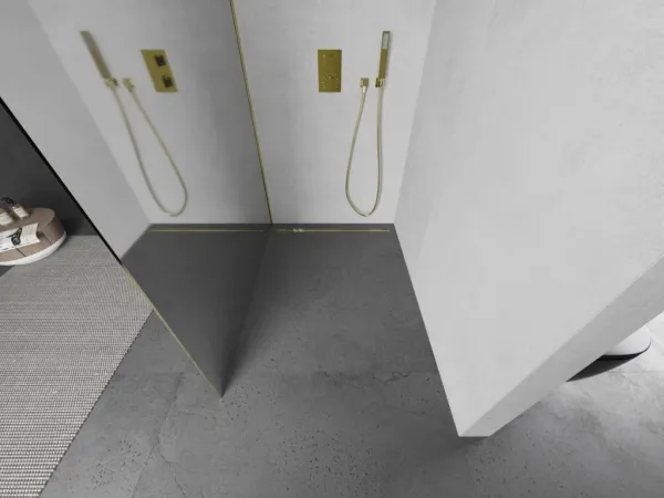 MEXEN/S - Kioto L Sprchová zástena WALK-IN 120 x 200, zrkadlové, zlato 800-120-103-50-50