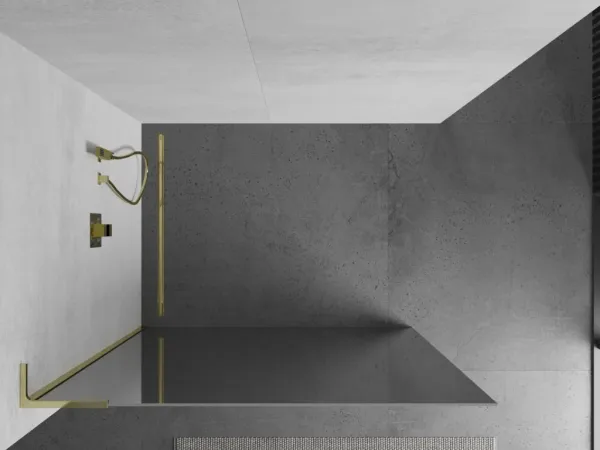 MEXEN/S - Kioto L Sprchová zástena WALK-IN 120 x 200, zrkadlové, zlato 800-120-103-50-50