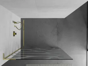 MEXEN/S - Kioto L Sprchová zástena WALK-IN 100 x 200, biely vzor, zlatá 800-100-103-50-97