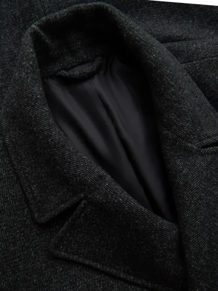 Ombre Men's short double-breasted wool coat - graphite