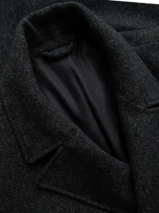 Ombre Men's short double-breasted wool coat - graphite