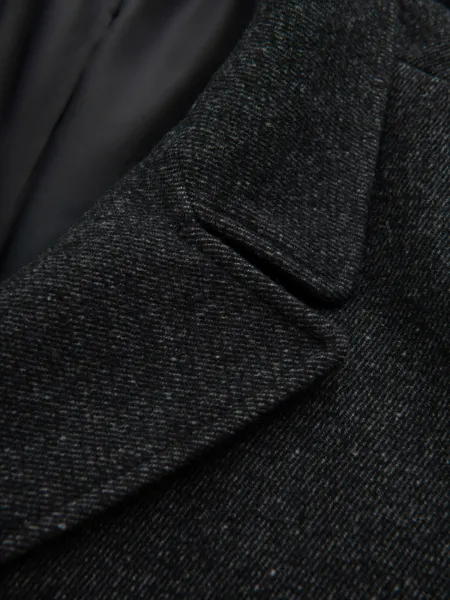 Ombre Men's short double-breasted wool coat - graphite