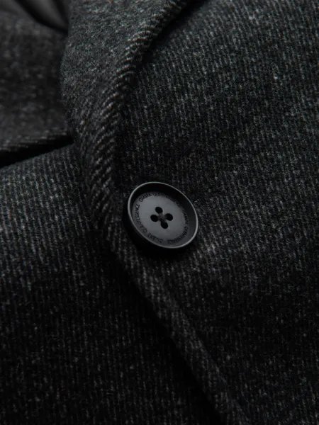 Ombre Men's short double-breasted wool coat - graphite
