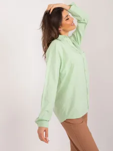 Factory Dámska oversize bavlnená košeľa – pistáciová a bledomodrá Farba: Blankytná, Veľkosť: S
