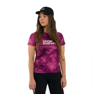 HORSEFEATHERS Dámsky bike dres Deco - blackberry camo PINK velikost XS