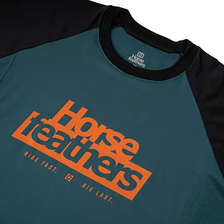 HORSEFEATHERS Detský bike dres Spike - petrol/black BLUE velikost M