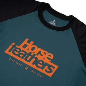 HORSEFEATHERS Detský bike dres Spike - petrol/black BLUE velikost M