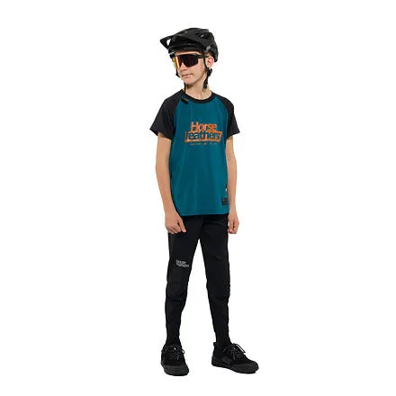 HORSEFEATHERS Detský bike dres Spike - petrol/black BLUE velikost M