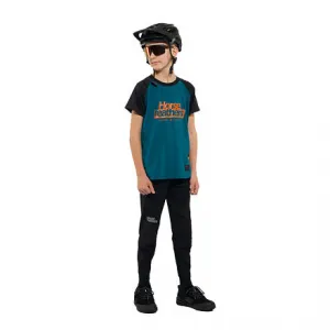 HORSEFEATHERS Detský bike dres Spike - petrol/black BLUE velikost M