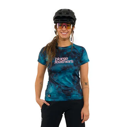 HORSEFEATHERS Dámsky bike dres Deco - petrol camo BLUE velikost M