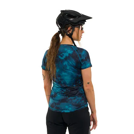 HORSEFEATHERS Dámsky bike dres Deco - petrol camo BLUE velikost M