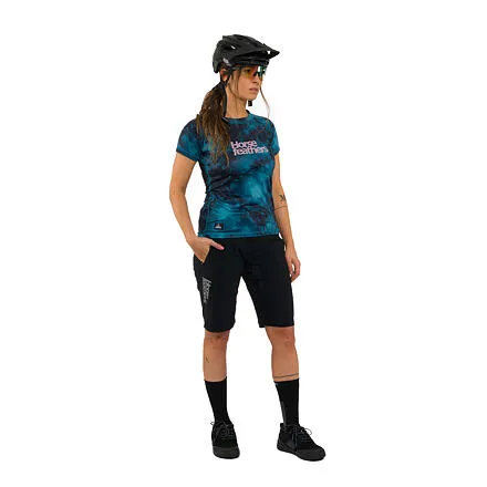HORSEFEATHERS Dámsky bike dres Deco - petrol camo BLUE velikost M