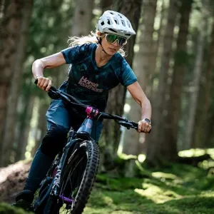 HORSEFEATHERS Dámsky bike dres Deco - petrol camo BLUE velikost M