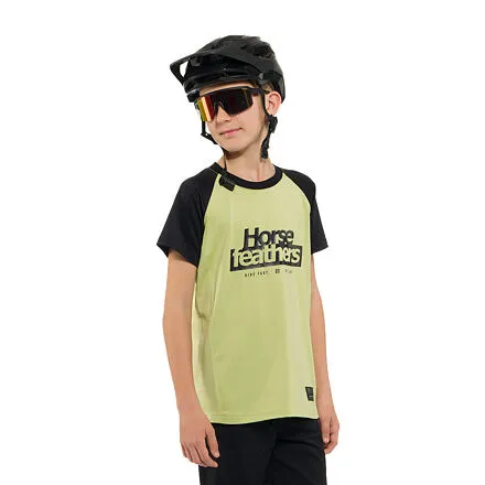 HORSEFEATHERS Detský bike dres Spike - nile/black GREEN velikost M