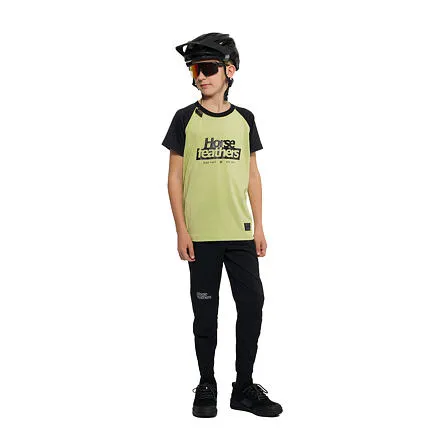 HORSEFEATHERS Detský bike dres Spike - nile/black GREEN velikost M