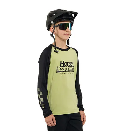 HORSEFEATHERS Detský bike dres Spike LS - nile/black GREEN velikost XL