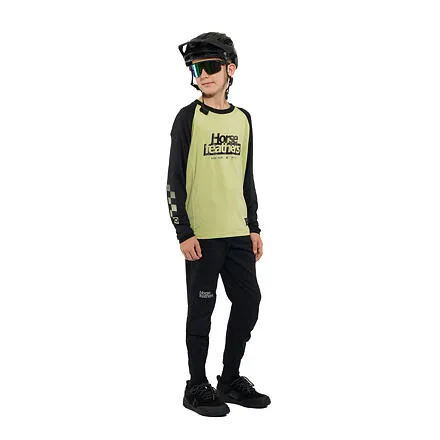 HORSEFEATHERS Detský bike dres Spike LS - nile/black GREEN velikost XL