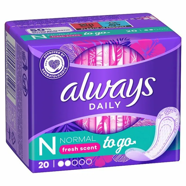 Always Dailies Normal To Go Sviežosť Intímky 20 ks