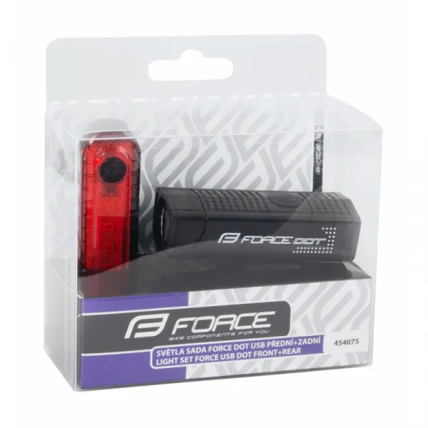 Svetlo na bicykel FORCE DOR USB FRONT REAR
