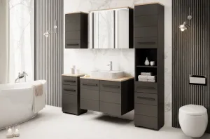 Szynaka Kúpeľňová skrinka Swing 45 38 cm matná čierna/dub Artisan