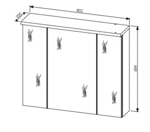 Szynaka Závesná kúpeľňová skrinka Swing II 58 80 cm so zrkadlom a LED osvetlením čierna/dub Artisan
