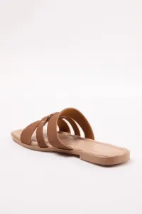 Trendyol Tan Riveted Brown Banded Women's Slippers