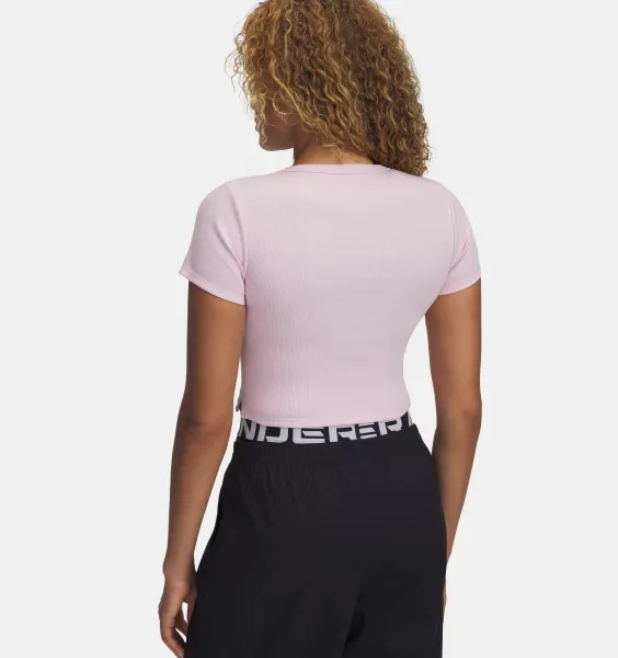 Dámske tričko s krátkym rukávom UNDER ARMOUR UA Rival Rib Baby Tee-PNK